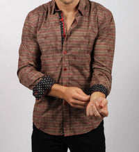 Eight X - Knit Style With Contrasting Trim Button Down Shirt