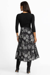 Johnny Was Women's Mixed Media Wrap Tie Dress in black - women's dress - detail view