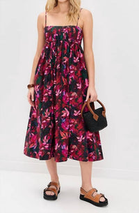Ulla Johnson Lucille Floral Midi Dress in hibiscus - women's dress