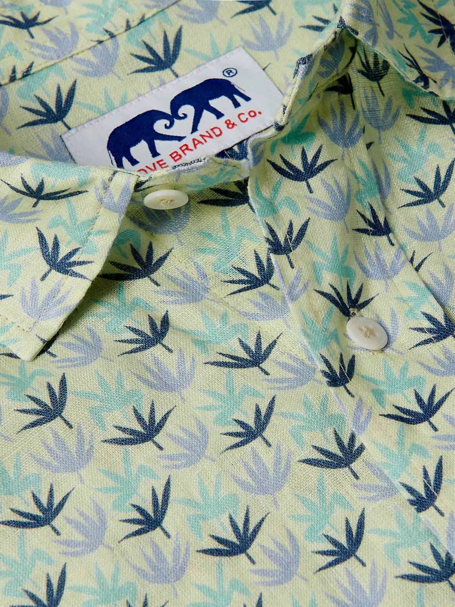 Lover Brand Fashion Men's Abaco Linen Shirt in palm sugar - men's shirt - detail view