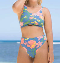 MAAJI Star Flower Shiri High Rise & High Leg Bottoms in blue - women's swimwear - alternate view