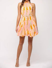 Fate - Printed Cotton Voile Halter Neck Dress With Belt