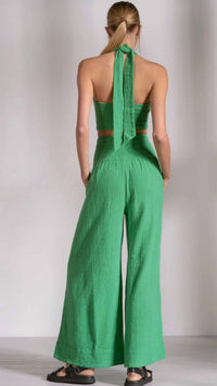 Elan - Sleeveless Halter Wide Leg Jumpsuit