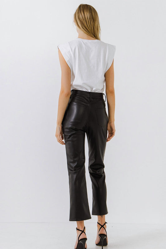 Grey Lab - Straight Leg Faux Leather Trousers