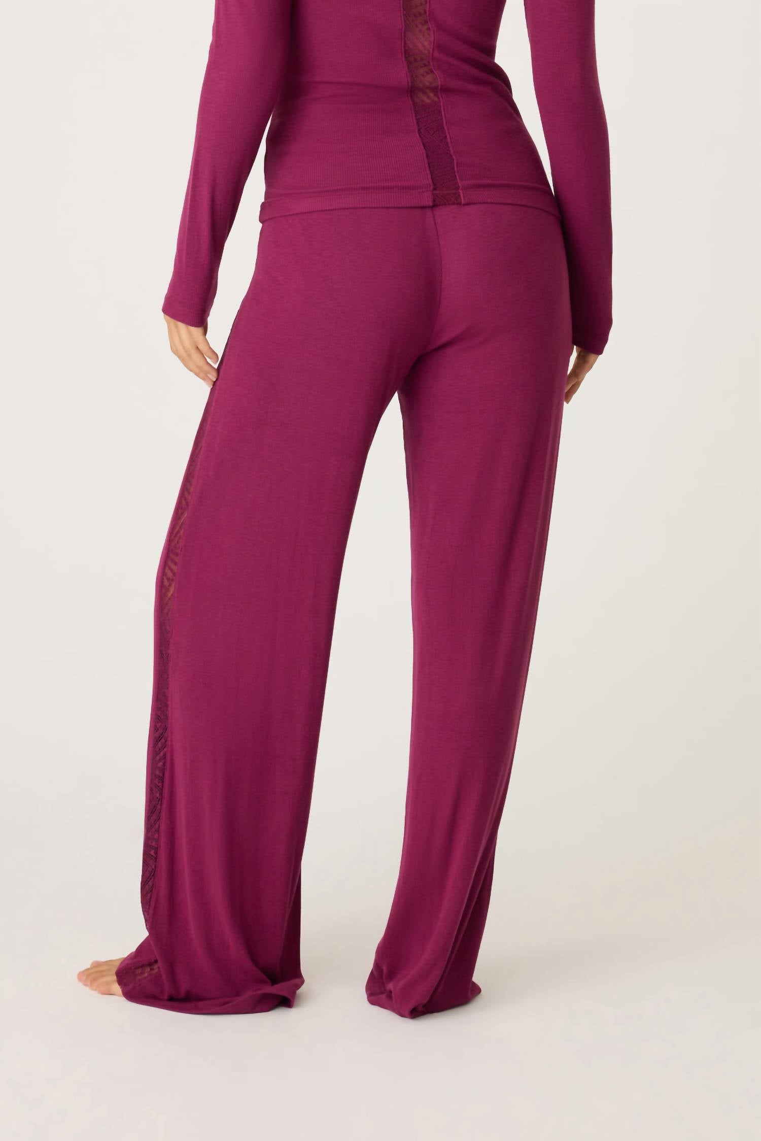 PJ Salvage Sweet Dreams Pant in bordeaux - women's pants - alternate view