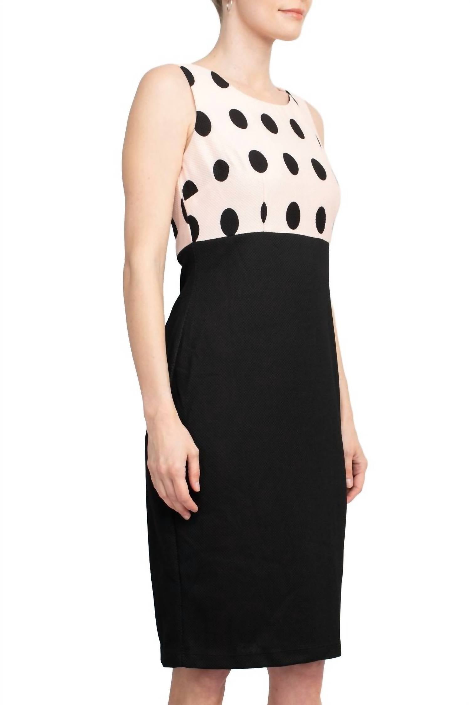 Danny & Nicole - Crew Neck Sleeveless Polka Dot Dress With Pocket Jacket Set