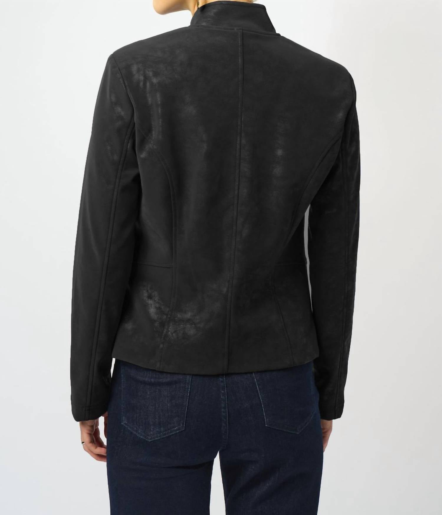 Joseph Ribkoff - Faux Suede Fitted Moto Jacket