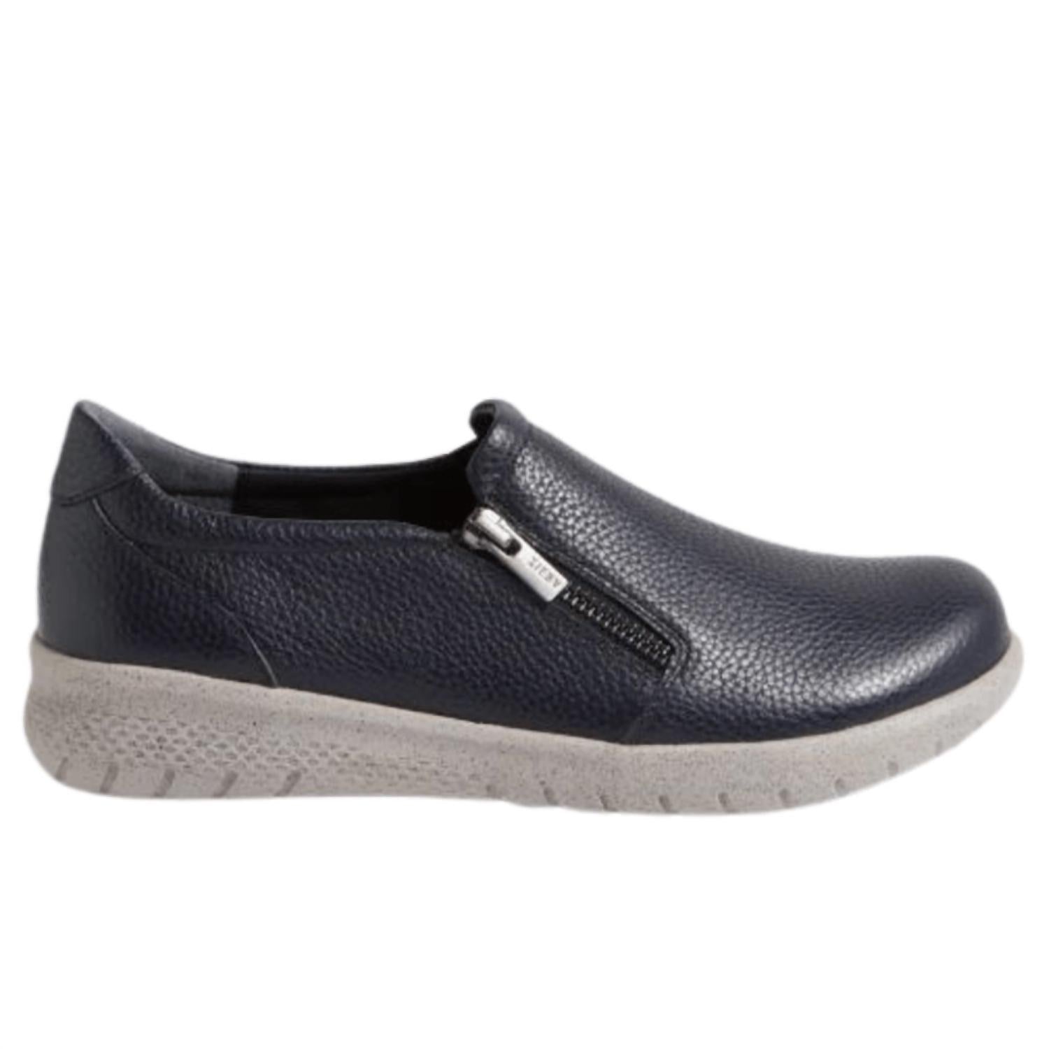 Ziera Women's Senan Casual Slip-on in ink tumble leather - women's flats - detail view