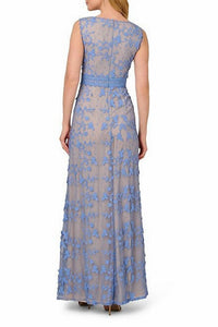 Adrianna Papell - Embroidered Lace Sheath Gown Dress
