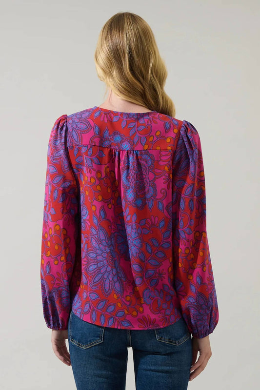 Sugarlips - Darret Floral Long Sleeve Blouse