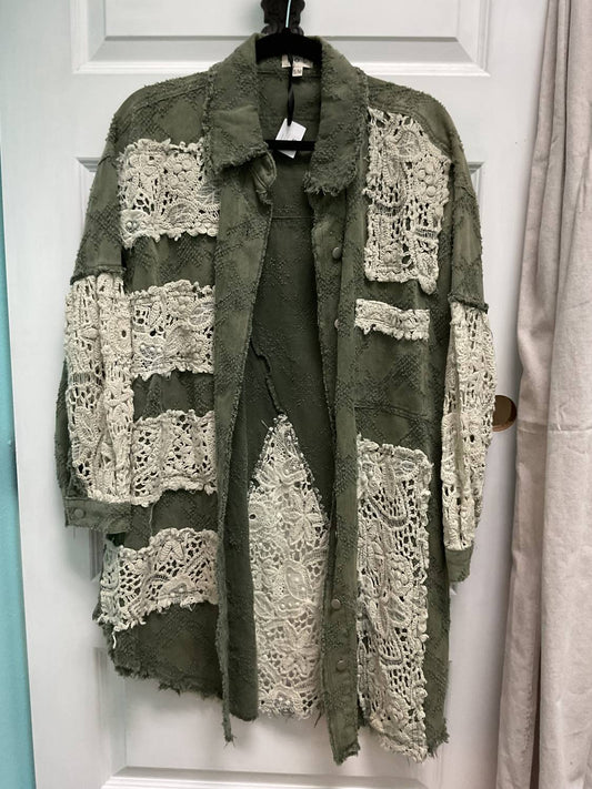 Pol - Vintage Crochet Roomy Fit Denim Shacket