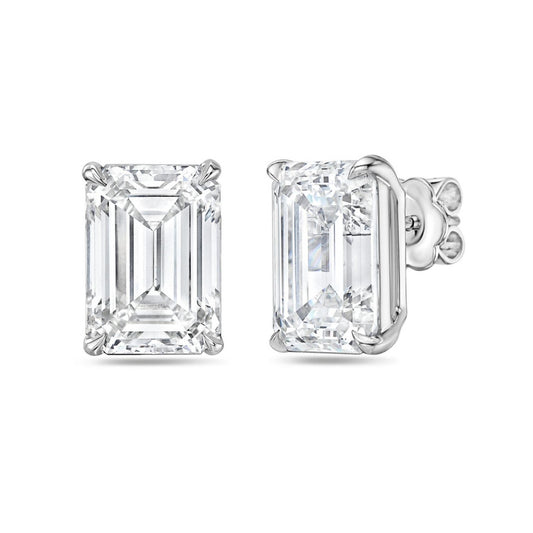 Diana M Jewels - 6.00 Cts Lab Grown Emerald Cut Stud Earrings