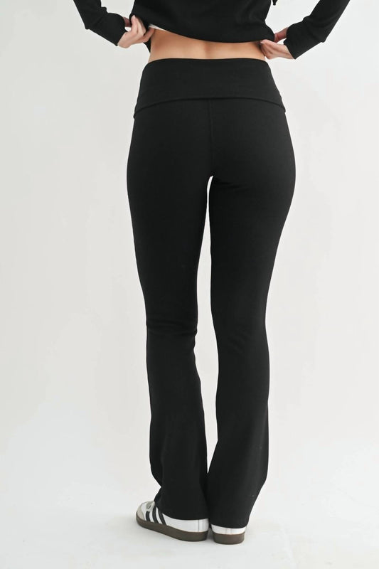 Mono B - Fold Over Ribbed Flare Yoga Pants