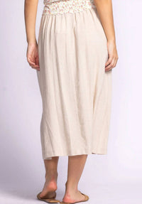 PINK MARTINI Carter Linen Midi Skirt in beige - women's skirt - detail view