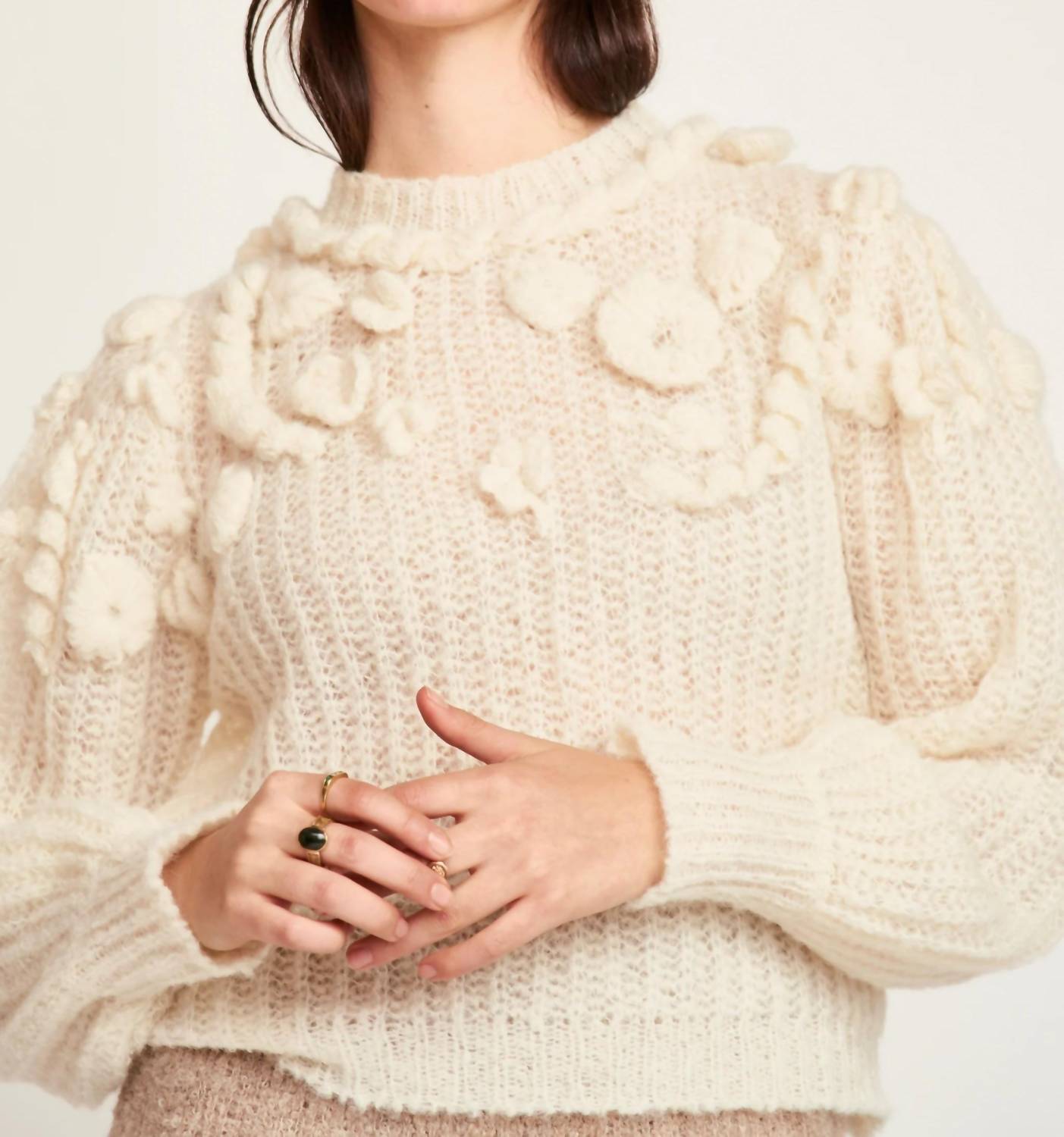 Mirth Moritz Embroidered Pullover Sweater in alabaster 1 - women's sweater - view 4