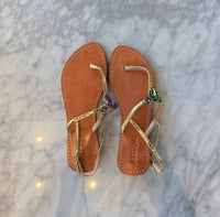 Mystique Women's Virtual Crystal Thong Sandal in gold - women's sandal