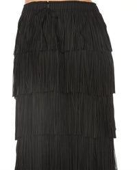 Joseph Ribkoff Black Fringe Midi Skirt - women's skirt - detail view