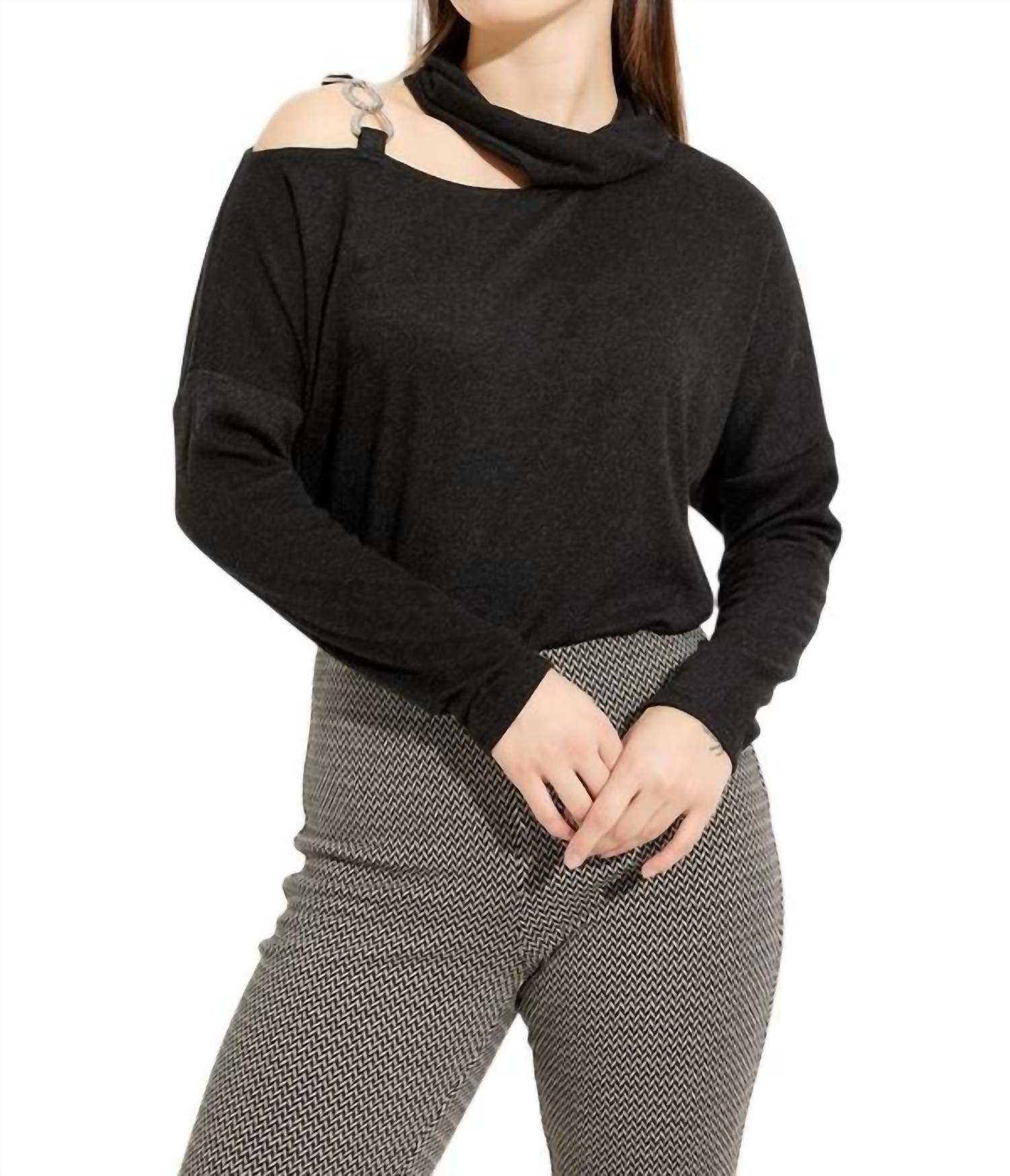 Joseph Ribkoff High Rise Straight Leg Pants in black beige - women's pants - alternate view