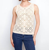 Charlie B - Crotchet Button Up Sleeveless Vest
