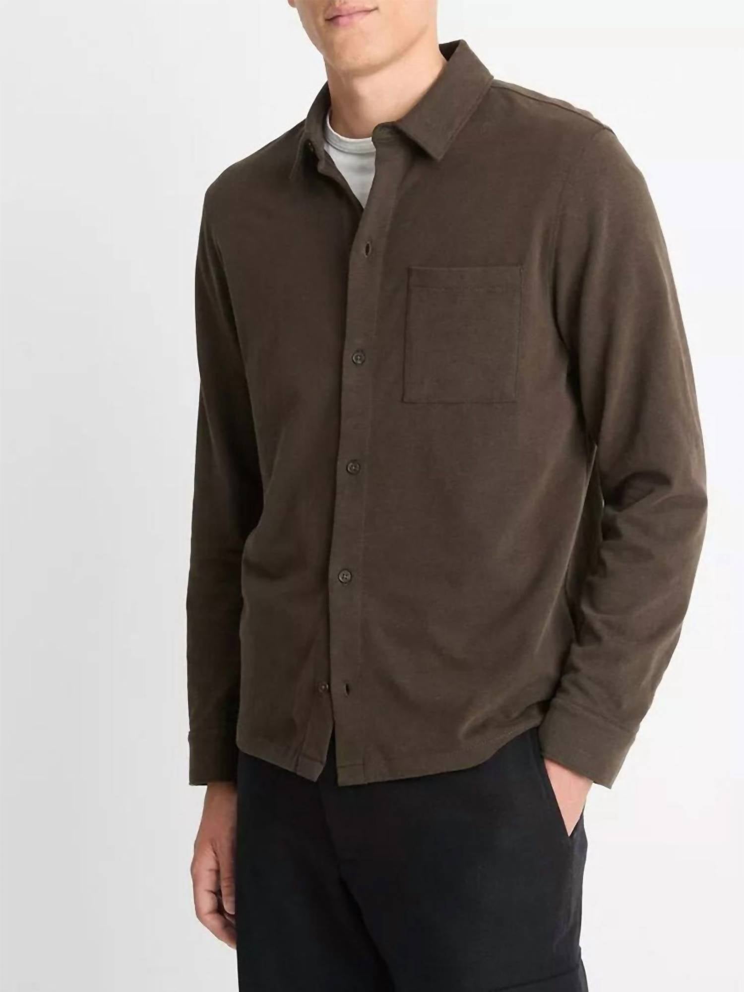 Vince - Sueded Cotton Jersey Button-front Shirt