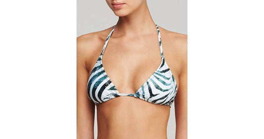 Tanzania Metallic Elongated Halter Strap Triangle Cup Bikini Top