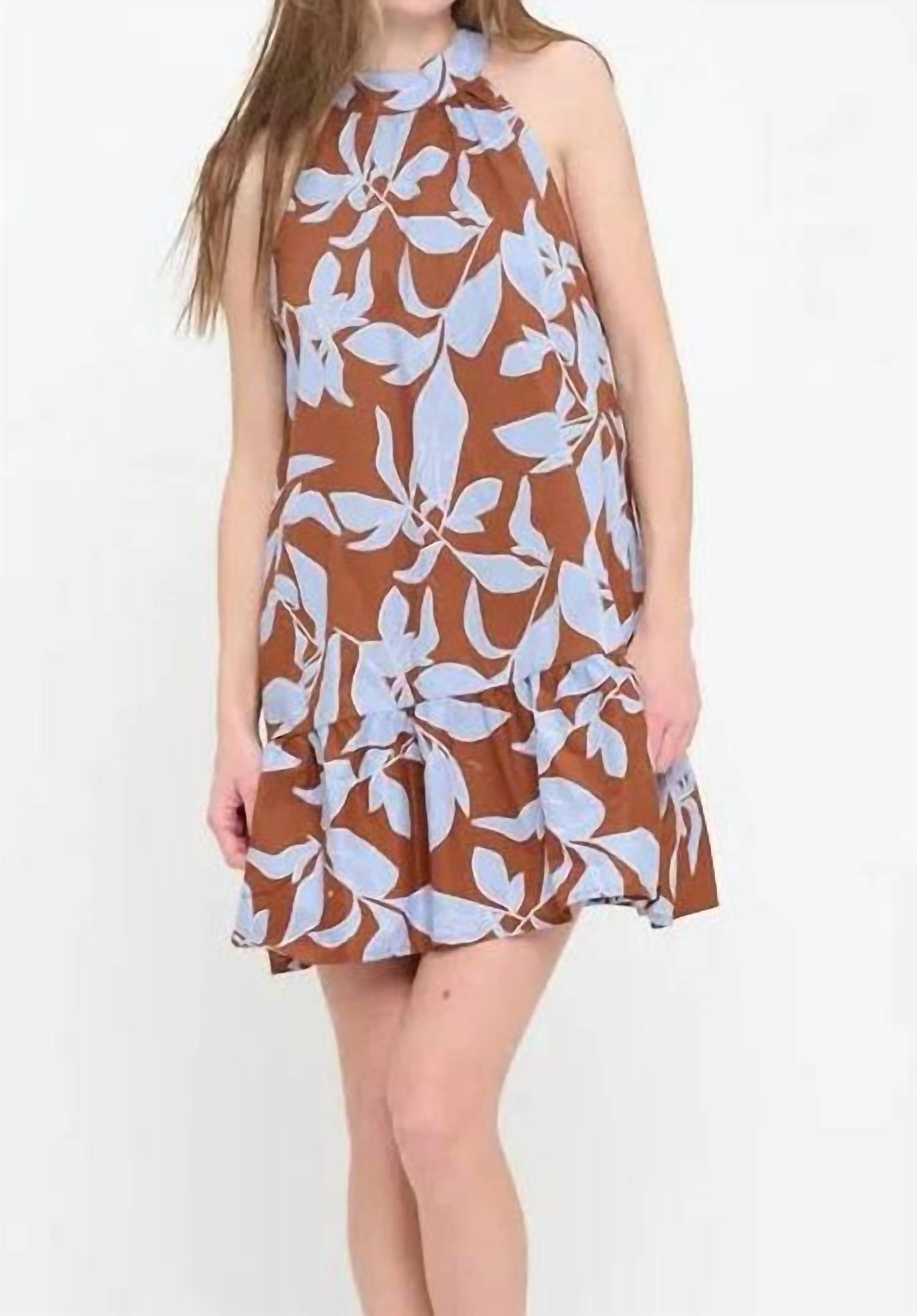 Meet Me In Santorini - Rosey Haze Halter Dress