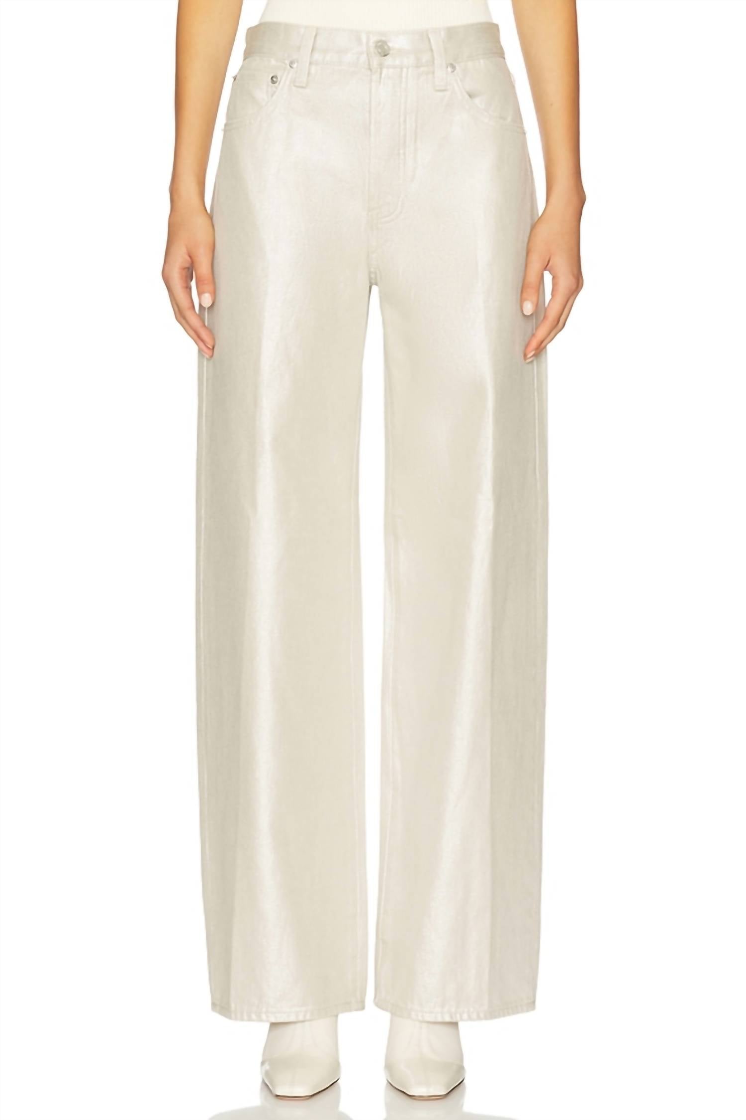 PISTOLA Tate High Rise Bowed Wide Leg Jeans in champagne luster 1 - women's jeans