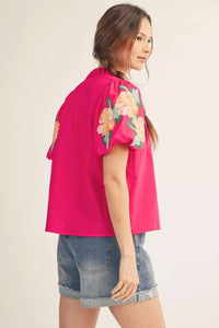 Jodifl - Embroidered Puff Sleeve Top