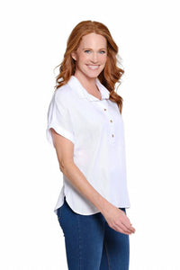 Multiples - Twill Denim Popover Top