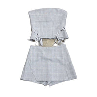 Edit By Nine - Women's Herringbone Skort & Corset Top Set