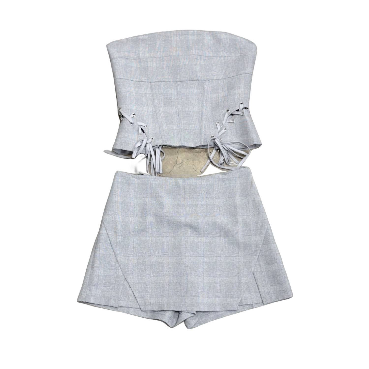 Edit By Nine - Women's Herringbone Skort & Corset Top Set