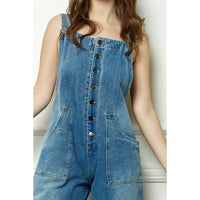Veveret - Women's Kelly Denim Multi Button Fatigue Overall