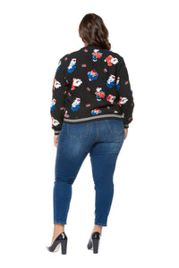 Dex Zip Up Floral Jacket - Plus in pattern - women's jacket - detail view