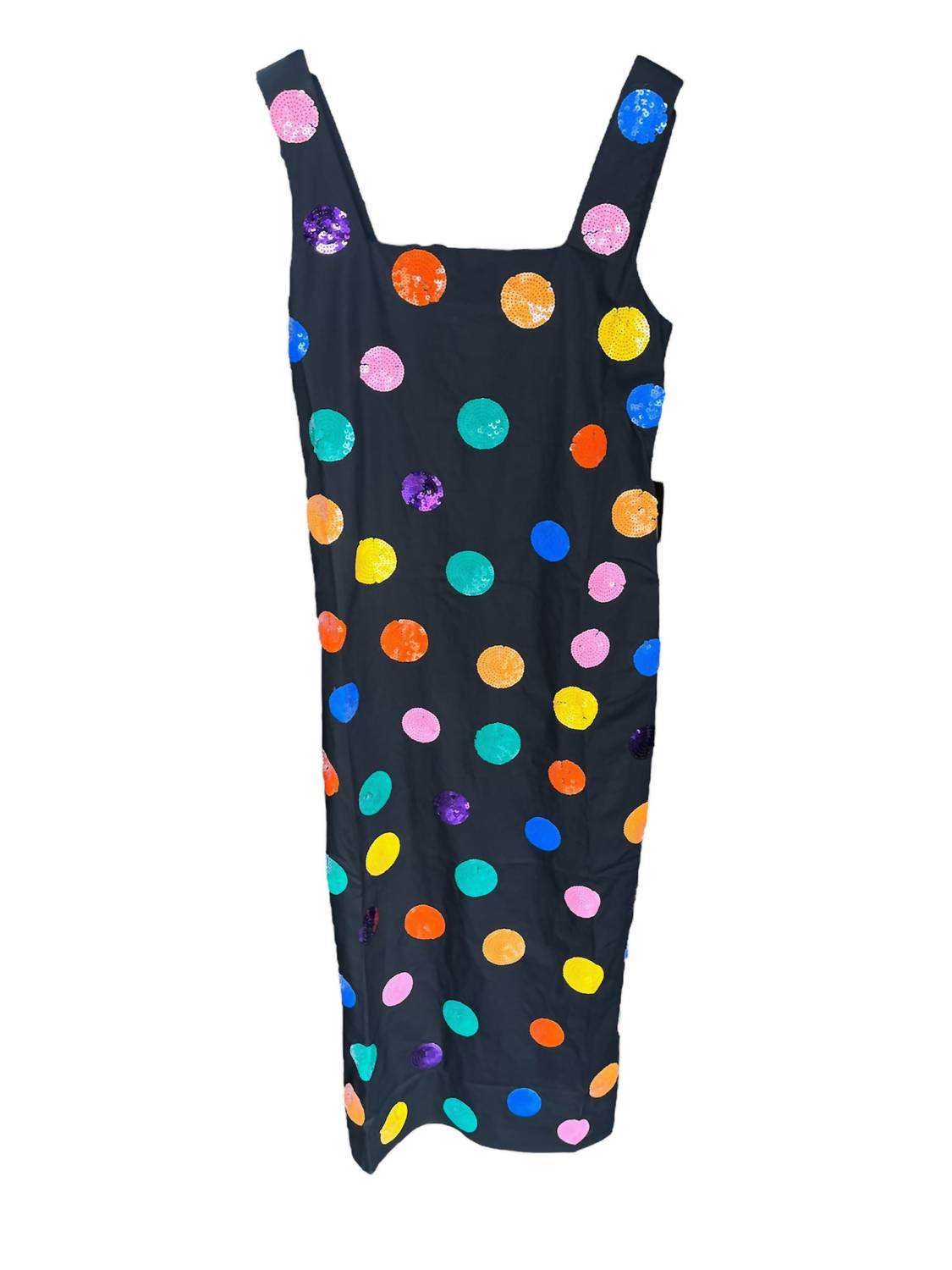 QUEEN OF SPARKLES Polka Dot Cotton Midi Dress in black - women's dress - detail view