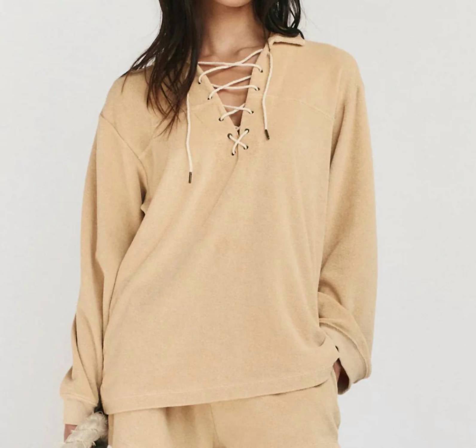 The Great. - Micro Terry Lace Up Tunic