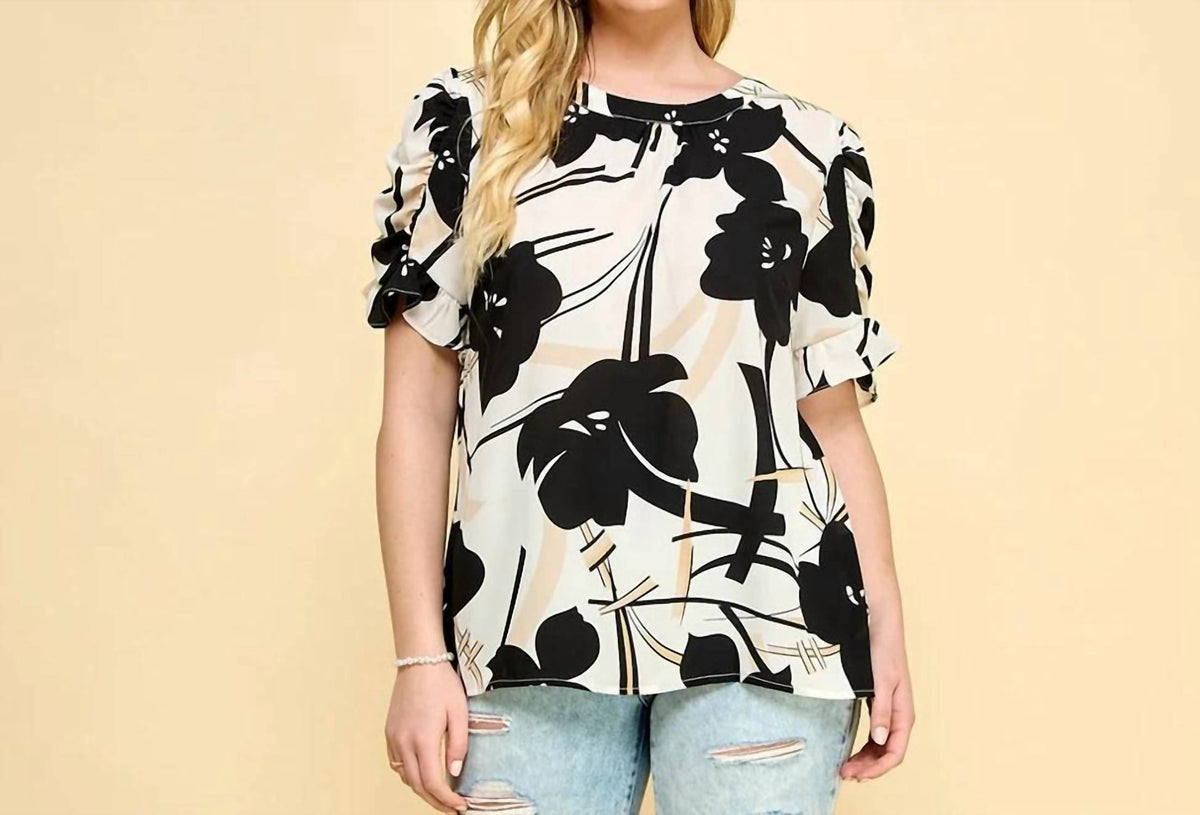 Poppi - Elbow Sleeve Ruffle Blouse