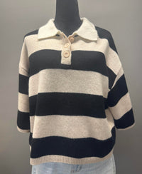 Thml - Women's Short Sleeve Striped Knit Sweater