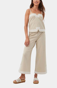 Trina Turk Abbey High-Rise Pants in biarritz beige - women's pants - detail view