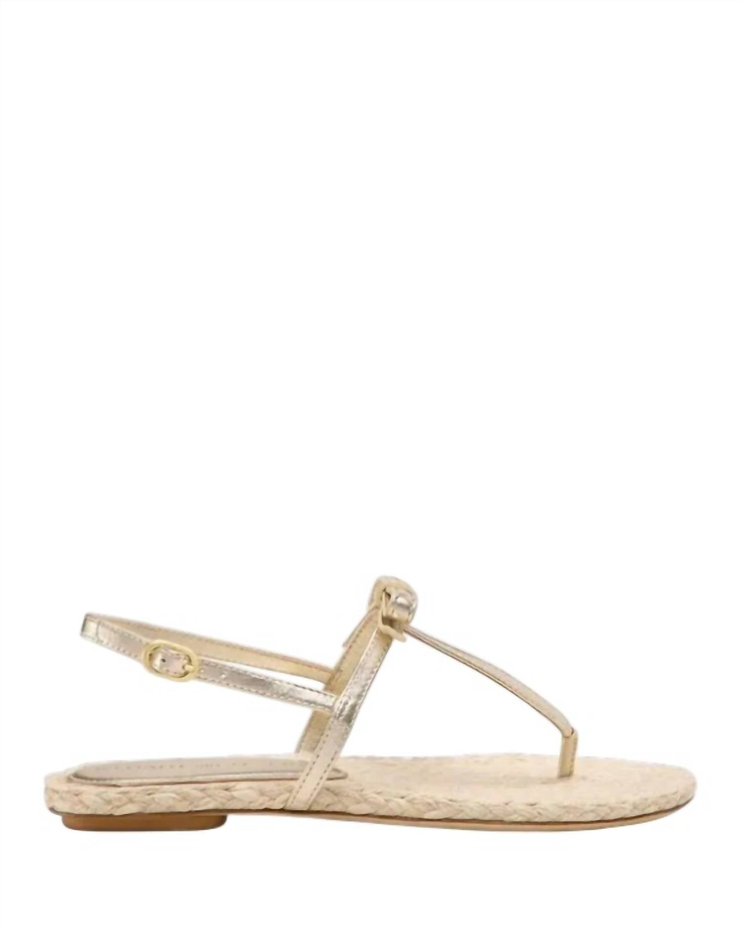 STUART WEITZMAN Women's Felicity Espadrille Thong Sandals in light gold - women's sandal - detail view