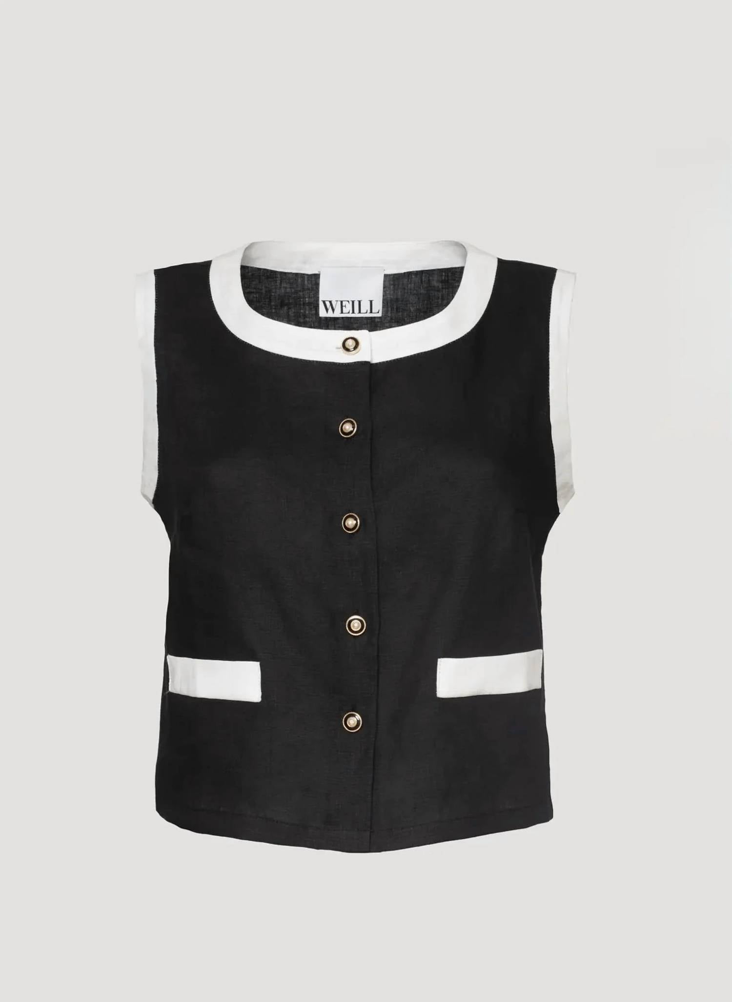 Weill - Two Toned Linen Top