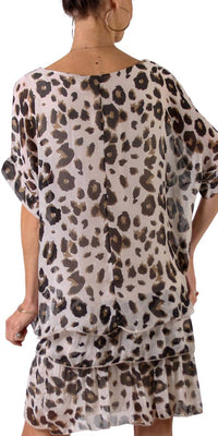 Gigi Moda - Monica Leopard Print Silk Kaftan Blouse