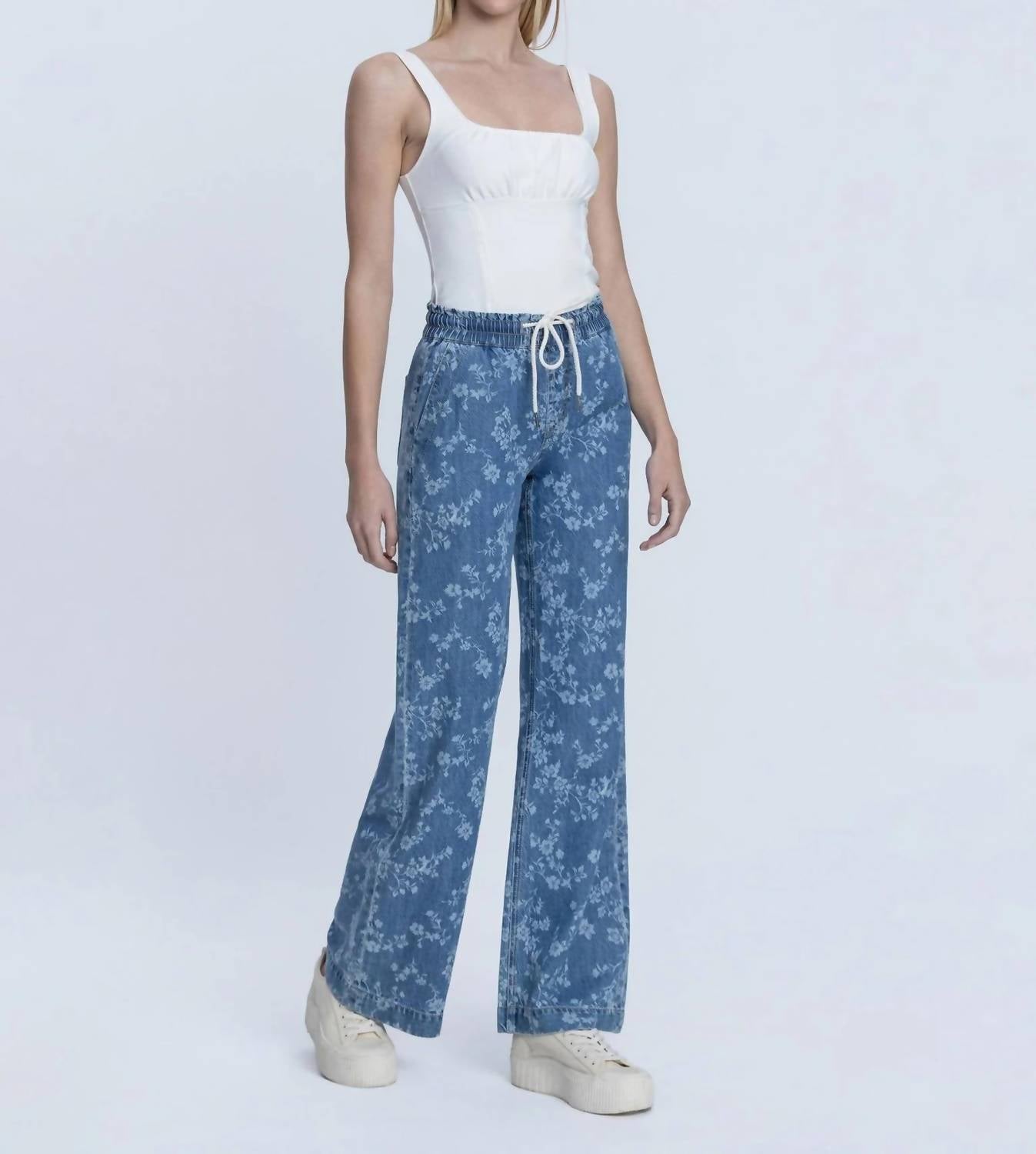 Vervet By Flying Monkey - High Rise Floral Baggy Wide Leg Jeans