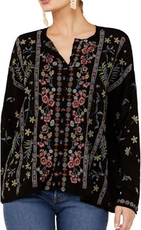 Johnny Was - Stripe Garden Floral Embroidered Blouse