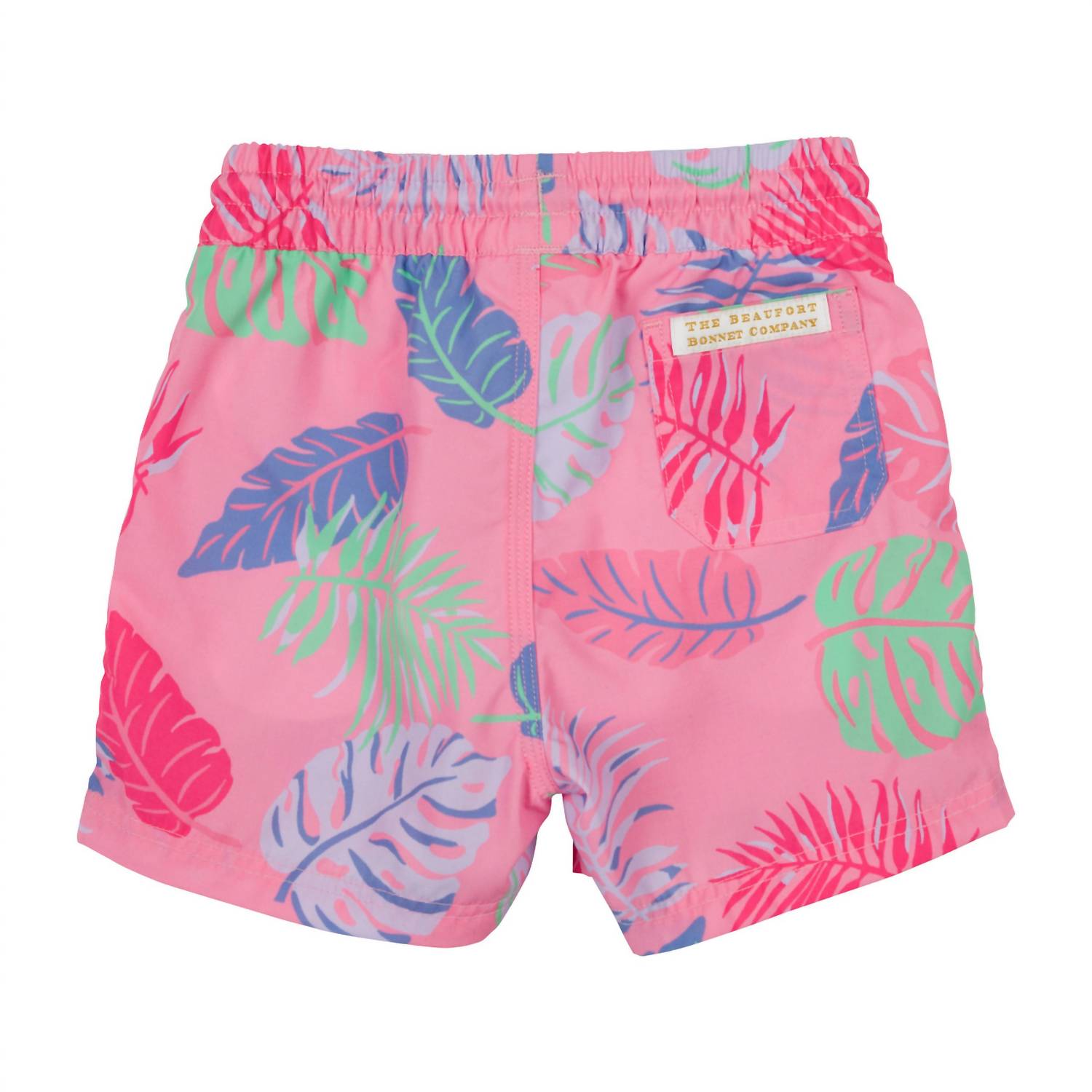 The Beaufort Bonnet Company Boy's Tortola Swim Trunk in caicos canopy park city periwinkle - kids' item - detail view