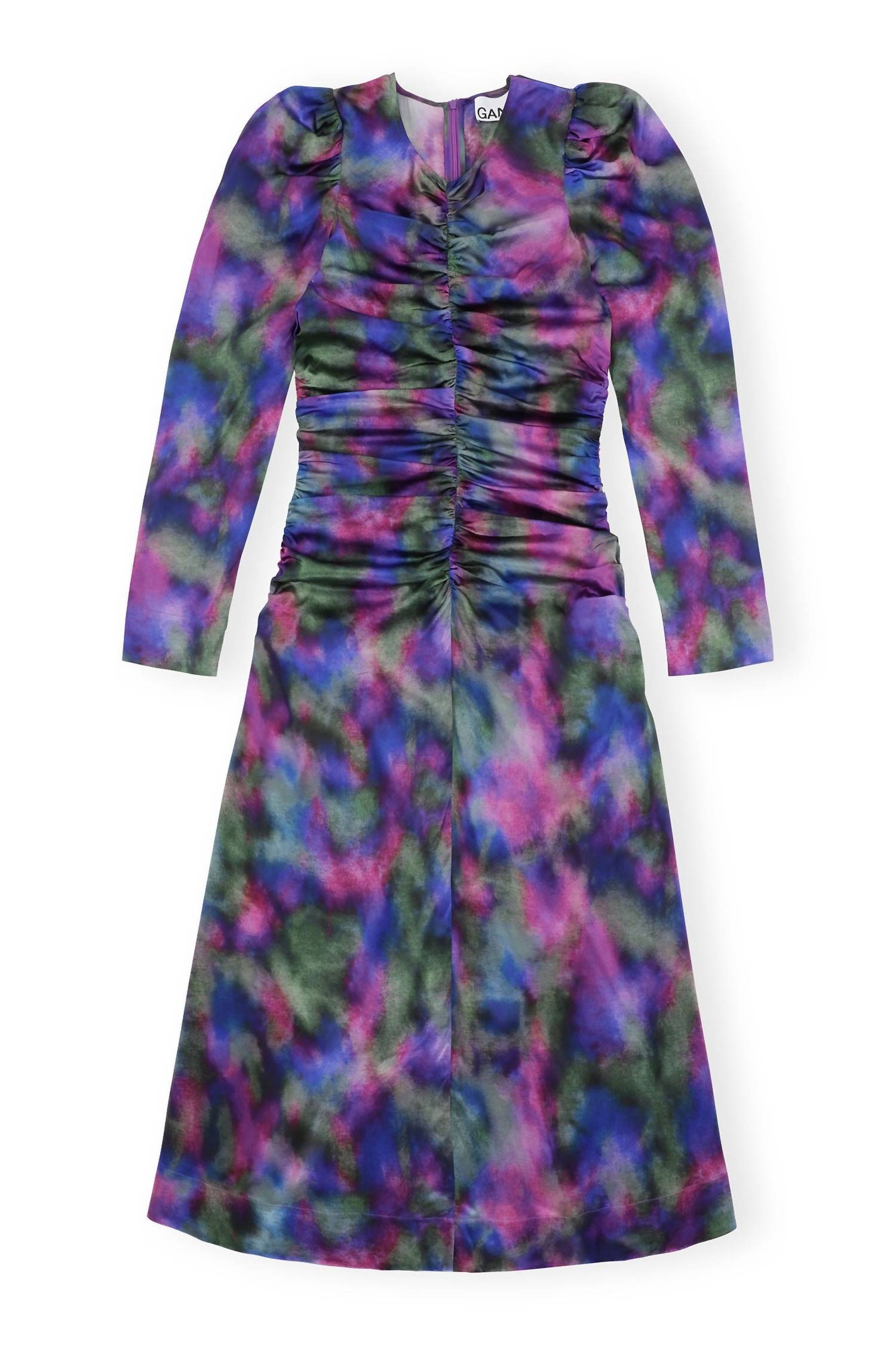 Ganni - Silk Satin O-neck Midi Dress