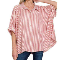 Zenana - Sutton Stripe Button Down Shirt