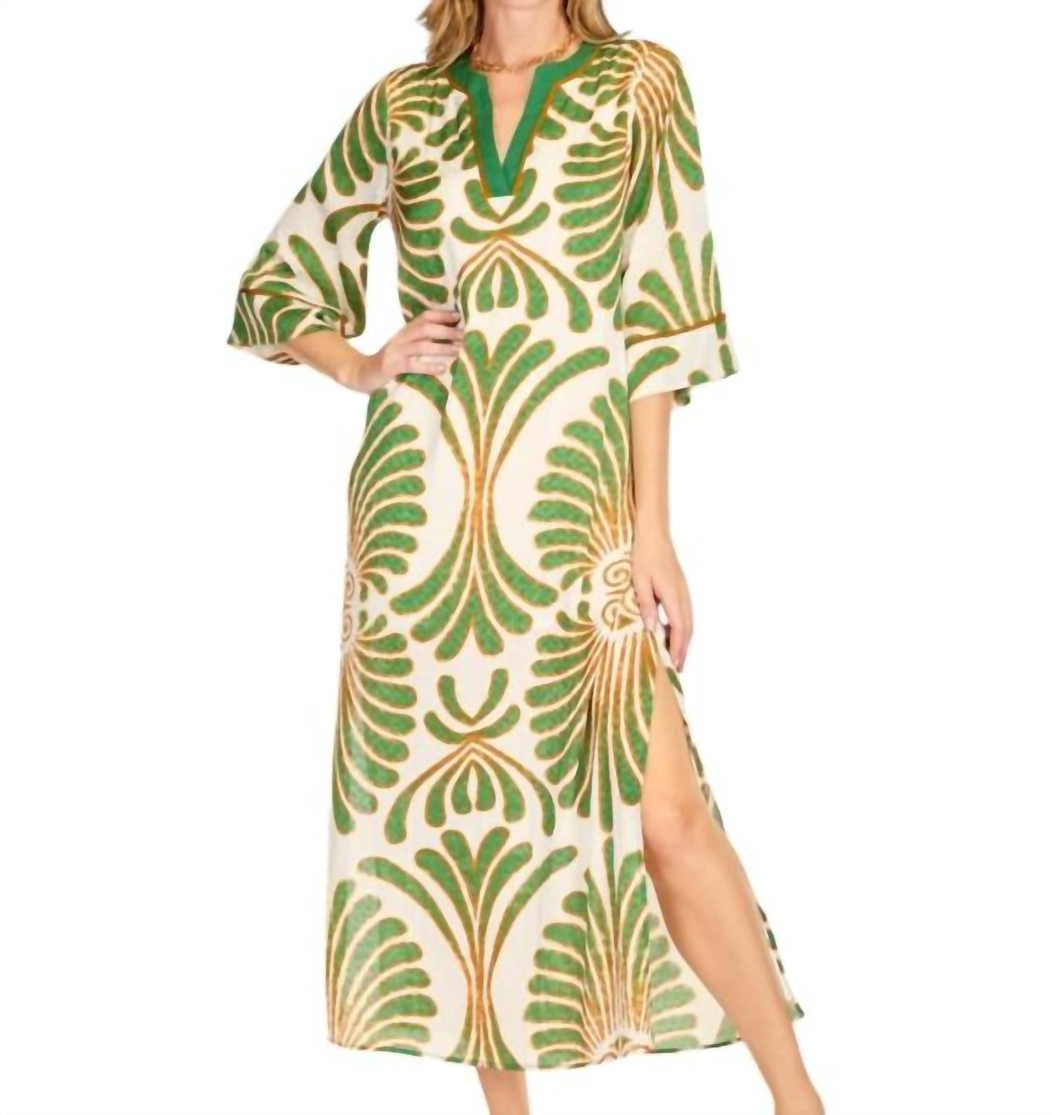 Jade - Palm Trimmed Maxi Dress