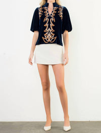 Thml - Helter Embroidered Velvet Top