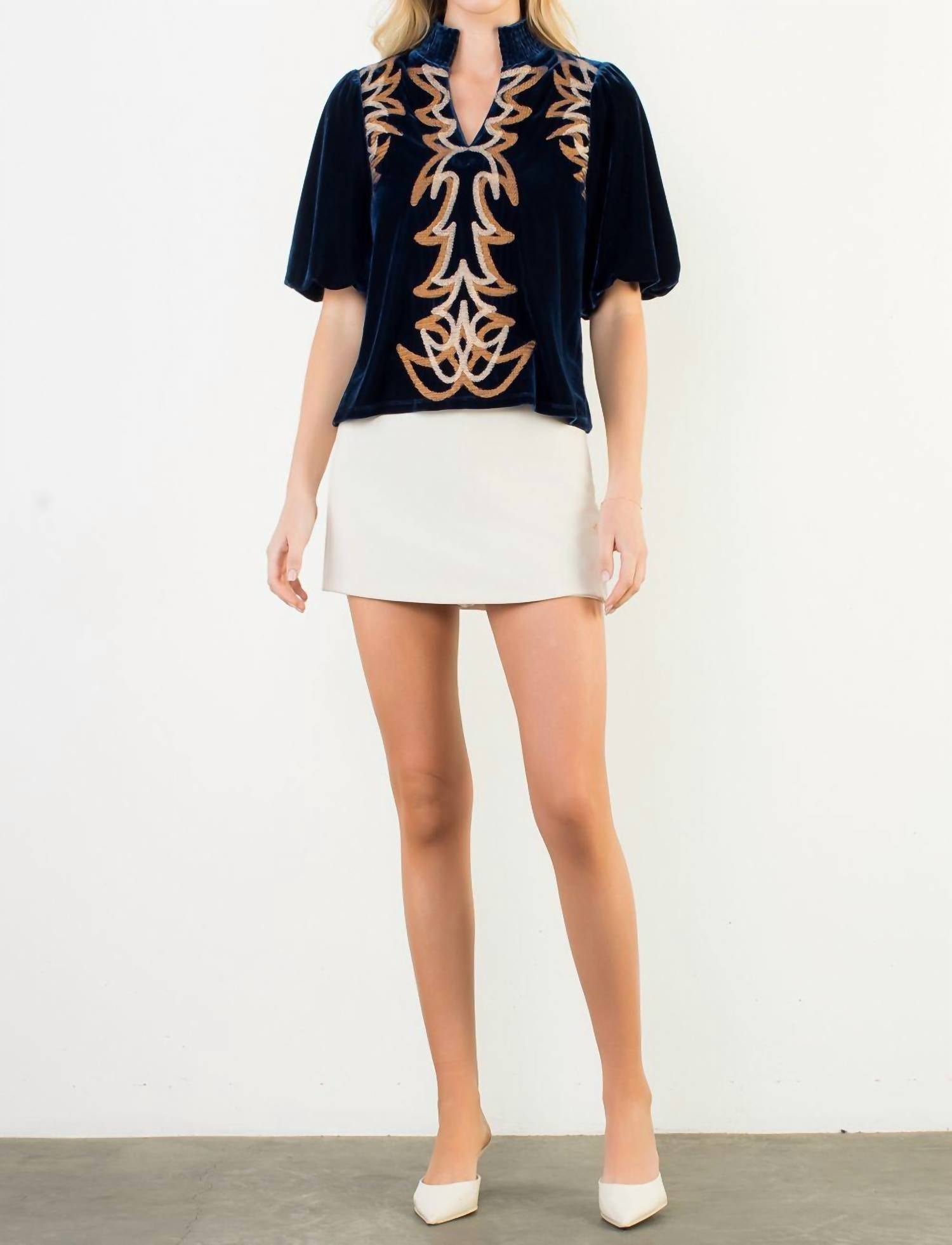Thml - Helter Embroidered Velvet Top
