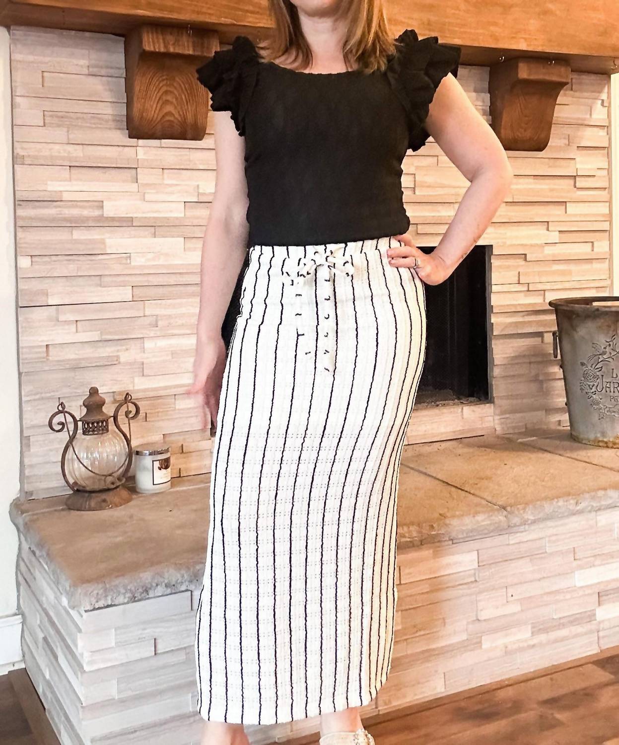 Bailey Rose - Eyelet Stripe Maxi Skirt